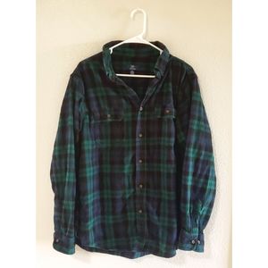 Men's Plaid Flannel Button Down Shirt Size XL George Brand Green and Blue